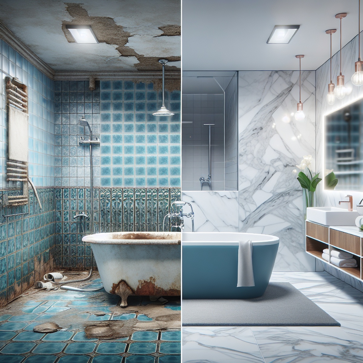 Renovace koupelny, před a po Renovace koupelny, před a po